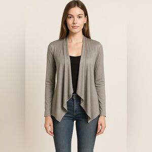 INC International Concepts Women Gray Open Silk  Cardigan Sweater Size S modest